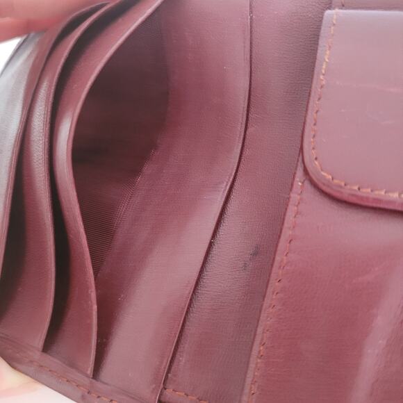 Cartier Men's Vintage Bifold Leather Bordeaux Red Wallet Medium Retro Card Fair - Picture 5 of 13